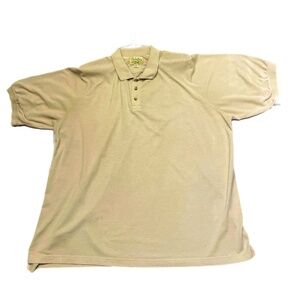 Cabelas Polo Shirt Mens Beige Short Sleeve Golfing Casual Work SZ 2XL